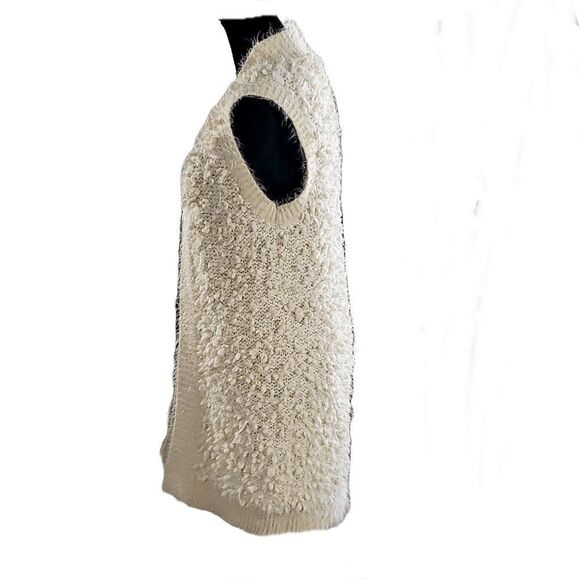 Sioni Cream Women's Sleeveless Sweater Vest Open Front Knit Cardigan Size PM - Picture 8 of 8